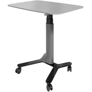 eSmart EAX-131 BG elektrischer Steh-Sitz-Pultschreibtisch auf Rollen | 90 × 60 cm, Hellgrau, Höhe 65–130 cm, mobiles Stehpult und Präsentationspult für Büro, Unterricht und Vorträge