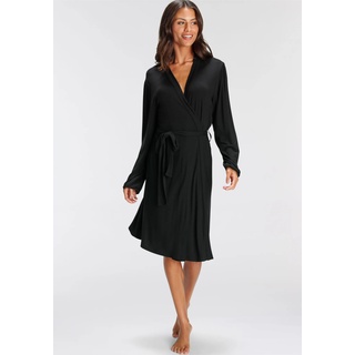 Kimono BRUNO BANANI Gr. 32/34, schwarz Damen Bademäntel Morgenmäntel mit schönen Spitzendetails