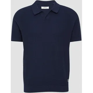 S.Oliver - Gestricktes Poloshirt mit Flammgarnstruktur, Dunkelblau, XXL