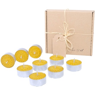 BeeIT Bienenwachs Teelicht, 9 x Teelichter, Kerzen Bienenwachs, 100% Pure Organic, handgefertigt, 100% natürlich, Aromatherapie, handgerollt