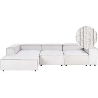 Beliani Modul Ecksofa Cord 4-Sitzer Cremeweiß