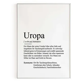 KAMEWI® Poster UROPA Definition | Geschenkidee Großeltern Geburtstag Weihnachten Kleinigkeit Opa