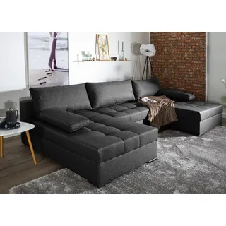 Collection AB Wohnlandschaft COLLECTION AB "Josy U-Form, B: 307 cm", grau (anthrazit), B:307cm H:41cm T:161cm, 100%Polyester, Sofas, Wohnlandschaft, Bettfunktion & Bettkasten, Federkern