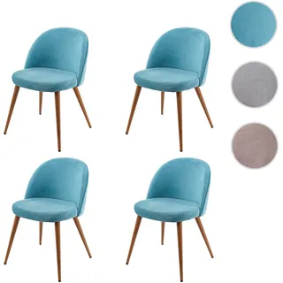 4er-Set Esszimmerstuhl HWC-D53, Stuhl Küchenstuhl Retro 50er Jahre Design, Samt ~ türkis