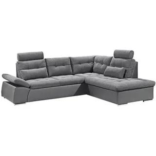 Roller Ecksofa Polyester 4-Sitzer Grau