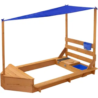ML-Design Sandkasten mit Dach Boot blau