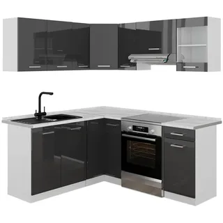 Vicco Winkelküche L-Form 190 cm Anthrazit Hochglanz/Weiß