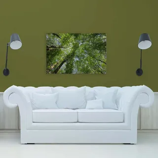 Bricoflor Baumkronen Bild Grün Leinwandbild Für Schlafzimmer Und Büro Deko Wandbild In 90 X 60 Cm Mit Wald Motiv