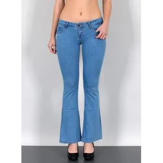 ESRA Bootcut-Jeans Damen Schlaghose Bootcut Jeans Damen Stretch Hose bis Übergröße B3 Damen Jeans Bootcut Hose Wide Leg Jeanshose Low Waist bis Plus Size blau 44