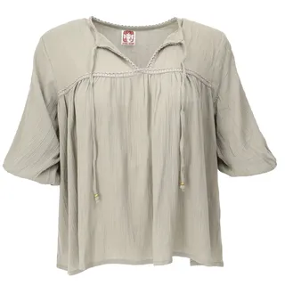 Guru-Shop Longbluse Luftige Boho Bluse, Maxibluse mit Spitze -.. grün