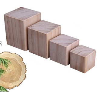 4 Stück Möbelbeine Holz, Tischbeine, 3~20cm Höhe Verfügbar Möbelfüsse, DIY Natürlichen Massivholz Möbelfüße, Tischfüße, Für Sofa Schreibtisch Schrank Zu Erhöhen,Wood-3×3×5cm