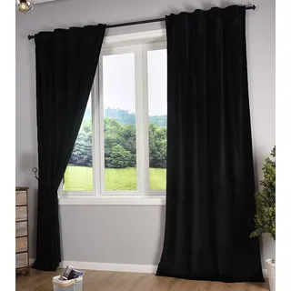 Gardinenbox Milano verdeckte Schlaufen 135 x 280 cm schwarz 2 St.