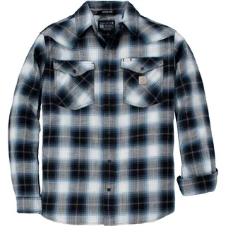 Carhartt Montana Rugged Flex Snap Front, Hemd - Grau/Blau/Schwarz (N04) - XXL