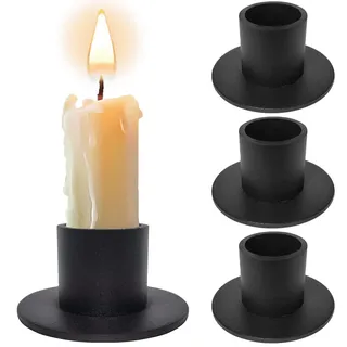 Aongray 4er Set Kerzenhalter für Stabkerzen Schwarz, Retro-Kerzenlicht-Dinner Kerzenständer aus Metall für Wohnzimmer Kamin Esstisch,Geschenk für Weihnachten,Adventskranz,Hochzeit(20mm)