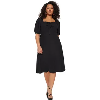 Trendyol Damen Slim Line Relaxed Fit Knit Plus Size Kleid, Schwarz, 4XL/Große Größen - 4XL Große Größen