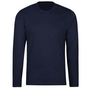 Trigema T-Shirt TRIGEMA Langarmshirt aus 100% Baumwolle (1-tlg) blau L