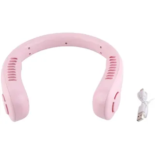 Jwthee Nackenventilator, über USB wiederaufladbar, persönlicher Ventilator, 3 Stufen, geräuscharm, flügelloser Nackenventilator, flügelloser tragbarer Ventilator, geeignet für Zuhause, (Rosa)