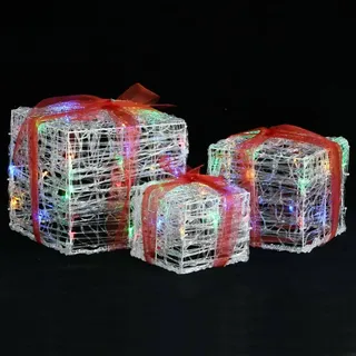 vidaXL Geschenkboxen LED 3 Stk. Acryl 0,0 m Mehrfarbig
