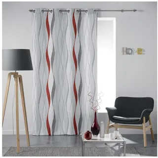 Dynamic24 Retro Flächen Muster Vorhang 140x260 Vorhänge Schal Schlafzimmer blickdicht grau