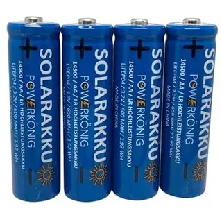 SOLAR Mignon AA Akkus – wiederaufladbare 3,2V Batterien -1,92Wh LiFePo4 Hochleistungs- Akku, speziell für Solarlampen, Lichterketten, Solarleuchte, Alarmanlagen und vieles mehr! 4 STK in Plastikbox
