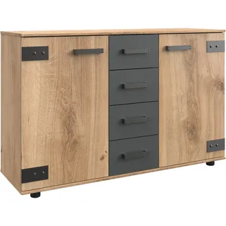 WIMEX Kombikommode »Stockholm Sideboard Kommodenschrank, Made in Germany«, Industrial-Look, 2-türig mit 4 Schubladen, 130x41x83 cm