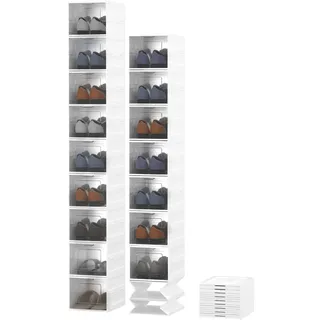 Songmics Schuhbox 22,5 cm 8-tlg. transparent-weiß