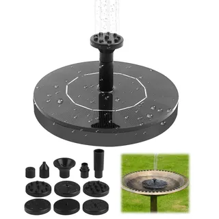 Schwimmender Solar-Brunnen 13cm Rund - Solarteichpumpe mit 6 Düsen für Garten & Teich, Umweltfreundliche Wasserspiele ohne Batterie - Solarbetriebener Springbrunnen für Außenbereich