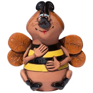 Kaufhaus le petit Tierfigur Biene Gartenstecker Zaunhocker Hummel Deko Skulptur Objekt Figur, Dekofigur Dekoskulptur Dekoobjekt Zaunsitzer aus Keramik