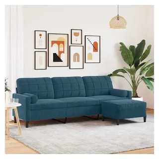 vidaXL Couch Samt 3-Sitzer Blau