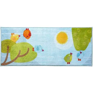 HABA Teppich Kleine Vögelchen Spielteppich 301072 Kinder blau 140x60cm