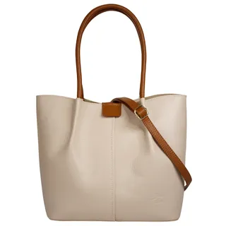 Samantha look Henkeltasche Leder Beige