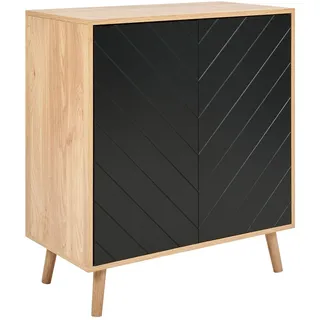 Skandinavisches Sideboard MDF Spanplatte Holzfurnier 2 Türen mit Regalen Schlafz