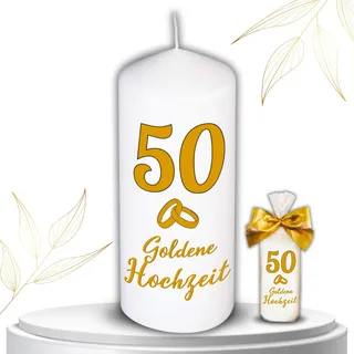 Kerze zur Goldenen Hochzeit Geschenk 50 Jahre Ehe Goldhochzeit Geschenk Eltern