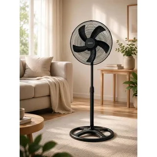 Opviq Kumtel High-Performance Black Fan, 60W, 50 x 50 x 132 cm | Adjustable Height, 70° Oscillation, 3-Speed Settings, Overheat Protection | Ideal for Home & Office