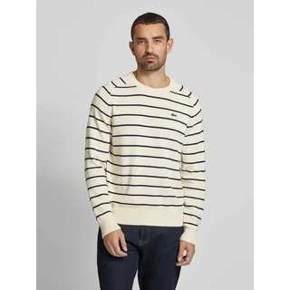 Strickpullover mit Logo-Patch, Offwhite, XL