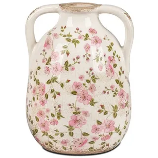 formano Dekovase Vase Vintage Blüten antik weiß rosa H. 13 oder 17cm rosa|weiß 17 cm