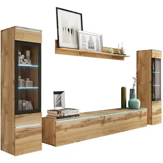P & B Wohnwand Vera ca.240x130x33cm Eiche Wotan, mit LED