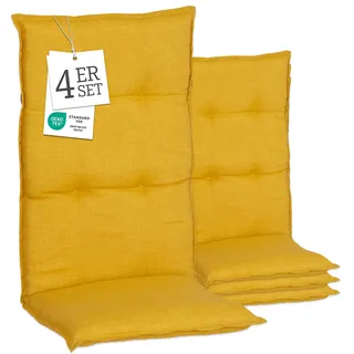 Beo Gartenstuhlauflagen Hochlehner 4er Set Barcelona | Made in EU nach Öko-Tex Standard | Hochlehner Auflagen waschbar | Atmungsaktive Stuhlauflagen Hochlehner mit Blumen in Hell-Blau