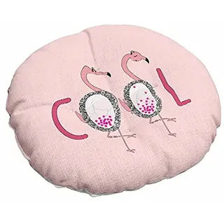 Morbuy Stuhlkissen Runde Sitzkissen Nordic Tiermuster Atmungsaktiv Baumwolle Leinen Tatami Komfortable Stühle Bodenkissen Sitzauflagen für Outdoor Garten Office Sessel (40x40cm,Cooler Flamingo)