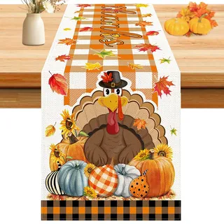 180 x 32 cm Herbst Tischläufer, Tischdecke Herbst Tischdeko, Tischdecke Herbst Kürbisse Ahornblätter, Thanksgiving Tischdeckendekoration, Herbstfeste Wohnkultur Thanksgiving Party
