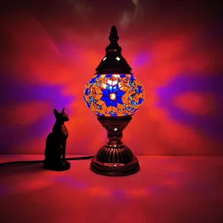 Türkische exotische Mosaik Tischlampe mit handgefertigten marokkanischen Stil Retro Lampe Schatten Dekorative Lichter für Schlafzimmer Weihnachten Halloween Büro Art Decor