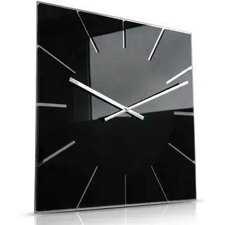 FLEXISTYLE Wanduhr groß modern ohne Tickgeräusche 50 cm Schwarz Design Wanduhren Küche Badezimmer Uhr Wand große wall Clock minimalistisch leise Wohnzimmer