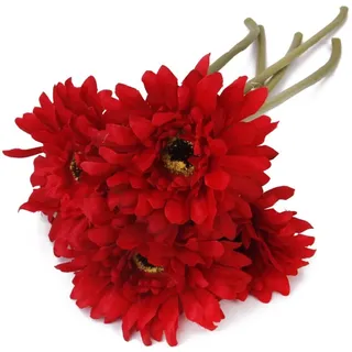 Künstliche Gerbera-Gänseblümchen, rote Seide, realistische Gänseblümchen, für Zuhause, Garten, Hochzeit, Party, Dekoration, 7 Stück