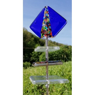 Glas-Stadl Die Glas Fusing Manufaktur Gartenstecker Sonnenfänger Gartenstecker - Ein Sonnentänzer - Sun Swinger blau
