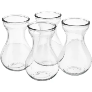 CVUTOVO Kleine Glasvase als Hyazinthenvase Blumentopf Glas für 4 Stück Stabile Struktur Schlichtes Design für Tischdeko im Restaurant