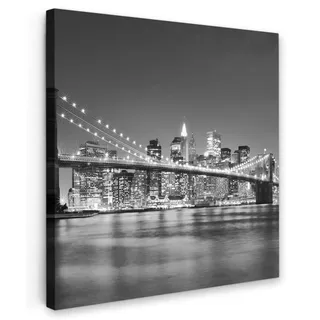 LEINWANDBILD New York - Brücke - Brooklyn - Schwarz und weiß - Architektur Deko Groß 90x90 cm