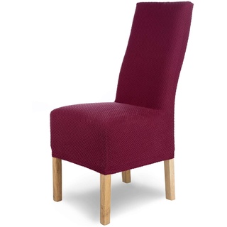 SCHEFFLER-Home Stuhlhussen Stretch Luna-Lang/elastische Flanell Stuhlabdeckung Rot/Stuhlhussen elastisch Schwingstühle/Spann-Bezug Stuhl Überwurf als eleganter Schonbezug