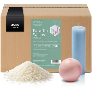 MORSA Premium Paraffinwachs Weiß (25kg) Verschiedene Größen – 100% Paraffin Pastillen als Kerzenwachs zum Gießen - Kerzensand Wachs für Kerzen Unparfümiert – Qualität aus Deutschland