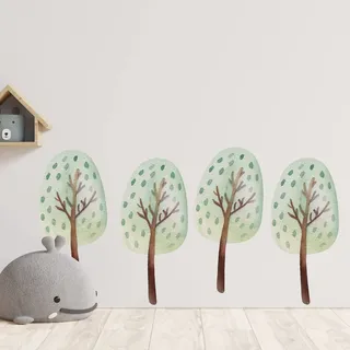 GRAZDesign Wandtattoo Bäume Waldtiere Set für Kinderzimmer | Wandsticker Kinderzimmer Tiere Junge und Mädchen | Aufkleber Set mit Vier Bäume, Blattgröße: 100x57cm