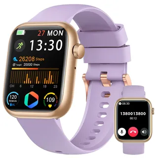 Smartwatch Damen Herren, 1.83" HD Fitness Tracker mit Schrittzähler/Blutdruckmessung/Pulsuhren/Telefonfunktion, Schlaftracker, 120+ Sportmodi, IP68 Wasserdicht Fitnessuhr&Sportuhr für Iphone Android